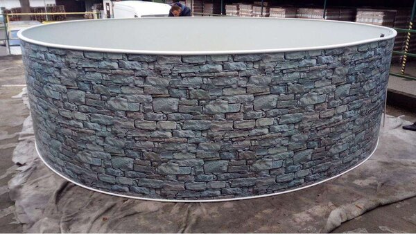 Azuro Stone 5,0 m átmérőjű 1,2 m mély medence Lagoon kék fóliával, szkimmer kiképzéssel