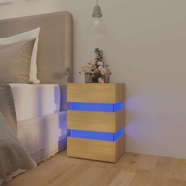 LED Éjjeliszekrény - Sonoma Tölgy - 45x35x67 cm