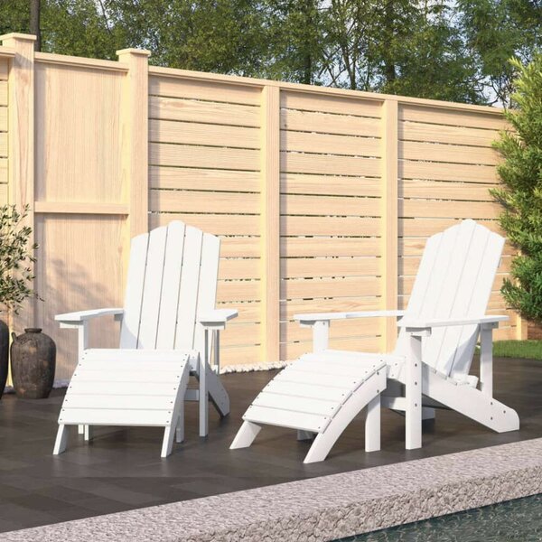 HDPE Adirondack Kerti Szék Lábtartóval - Fehér - 2 db