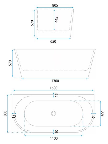 Fürdőkád Rea Eris 160cm