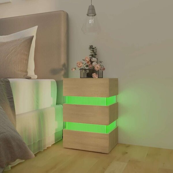 LED Éjjeliszekrény - Sonoma Tölgy - 45x35x67 cm