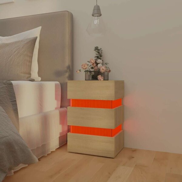 LED Éjjeliszekrény - Sonoma Tölgy - 45x35x67 cm