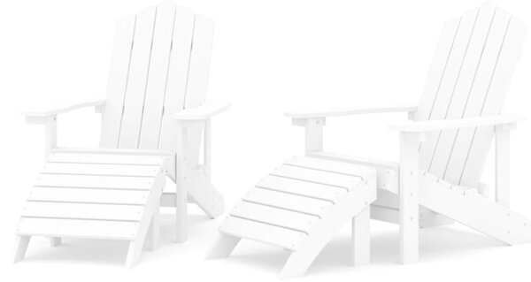 HDPE Adirondack Kerti Szék Lábtartóval - Fehér - 2 db
