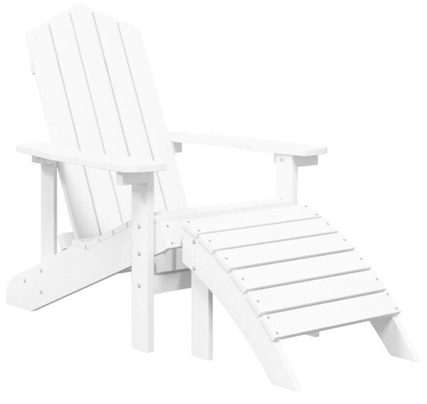 HDPE Adirondack Kerti Szék Lábtartóval - Fehér - 2 db
