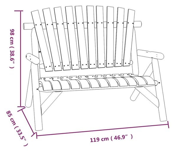 2 Személyes Lucfenyő Kerti Pad - 119x85x98 cm