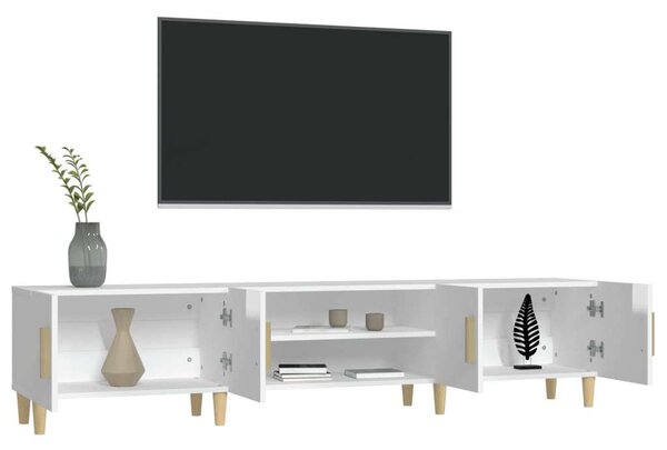 Magasfényű fehér szerelt fa tv-szekrény 180 x 31,5 x 40 cm