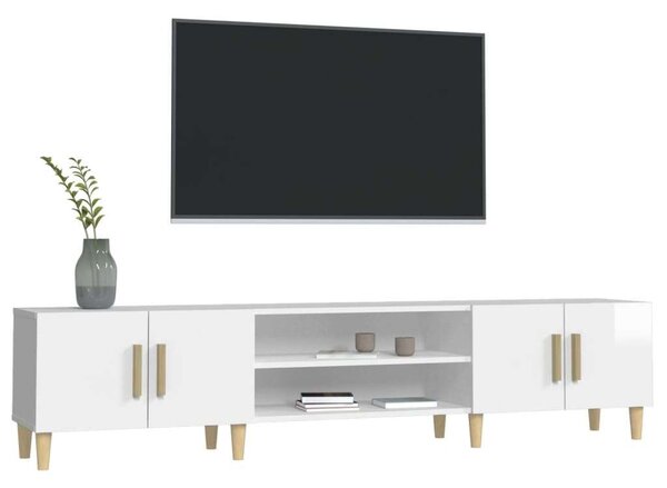 Magasfényű fehér szerelt fa tv-szekrény 180 x 31,5 x 40 cm