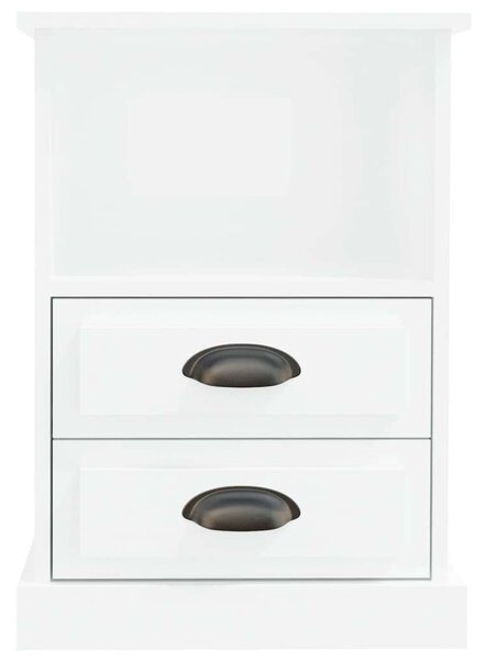 Elegáns Éjjeliszekrény Szett - 2 db - Magasfényű Fehér - 43x36x60 cm