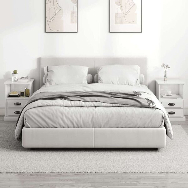 Elegáns Éjjeliszekrény Szett - 2 db - Magasfényű Fehér - 43x36x60 cm