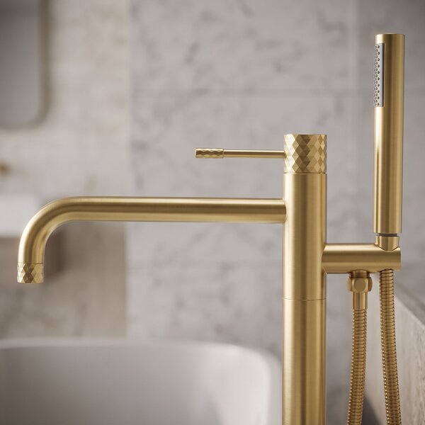 Szabadon álló padló csaptelep Rea Lungo Diamond Brush Gold