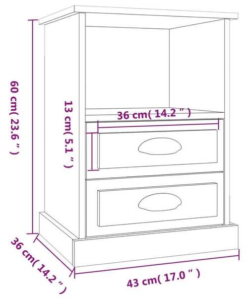 Elegáns Éjjeliszekrény Szett - 2 db - Magasfényű Fehér - 43x36x60 cm