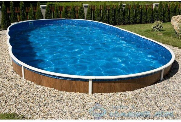 Azuro Frame De Luxe 5,5 x 3,7 x 1,2m mély medence, rattan minta, 0.5 mm lagoon kék fóliával