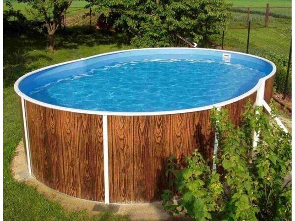 Azuro Frame De Luxe 5,5 x 3,7 x 1,2m mély medence, rattan minta, 0.5 mm lagoon kék fóliával