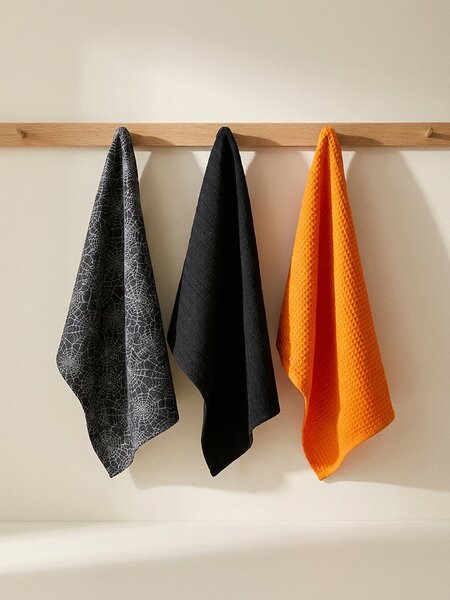 Sinsay - 3 db-os konyharuha szett Halloween mintával - fekete