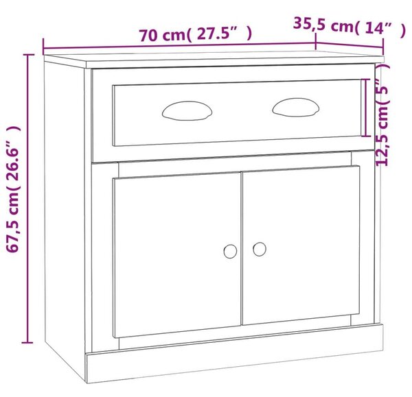 VidaXL Tálalószekrény Szett - Betonszürke - 2 db