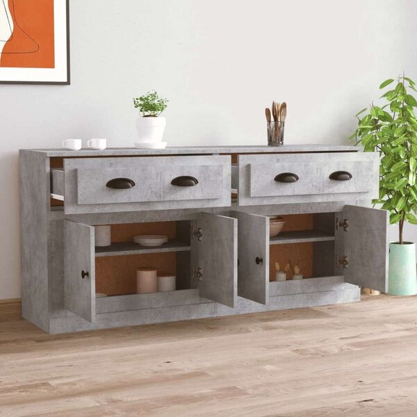 VidaXL Tálalószekrény Szett - Betonszürke - 2 db