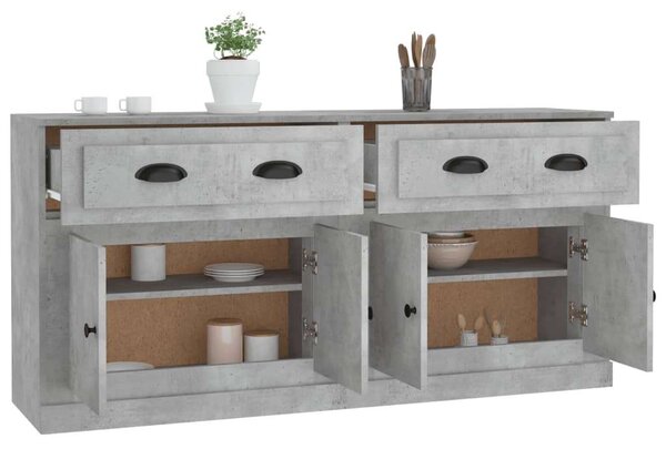 VidaXL Tálalószekrény Szett - Betonszürke - 2 db