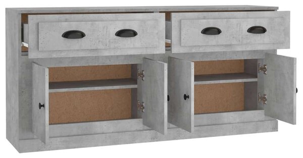 VidaXL Tálalószekrény Szett - Betonszürke - 2 db