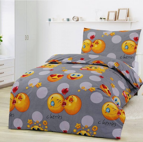 Deluxe Smile szürke pamut ágyneműhuzat 200x140cm+90x70cm TiaHome