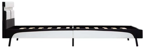 Fehér és fekete led-es műbőr ágykeret 90 x 200 cm