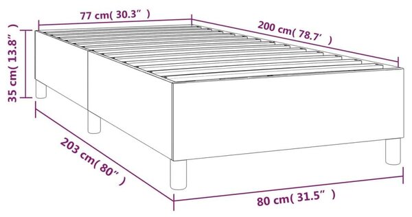 Ágykeret - Sötétszürke Szövet - Rugós - 80x200 cm