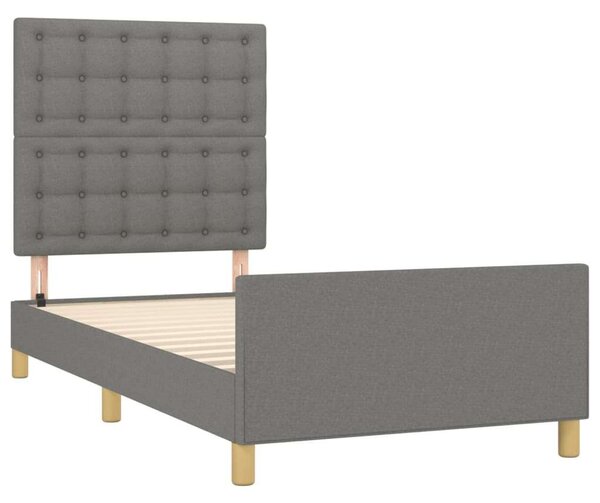 VIDAXL Szövet Ágykeret Fejtámlával - Sötétszürke - 80x200 cm