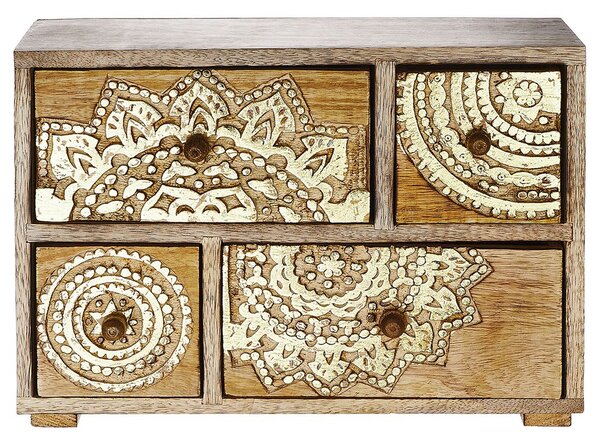 BALI mangófa tárolódoboz fiókokkal, 29 x 22 cm