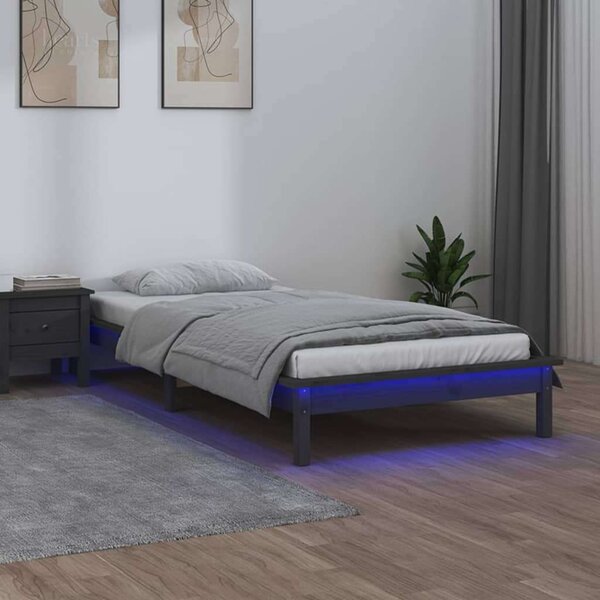 Fenyőfa LED Ágykeret - 90x190 cm