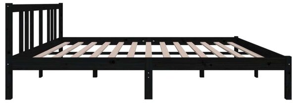 Tömörfa Ágykeret - Fekete - King Size - 150x200 cm