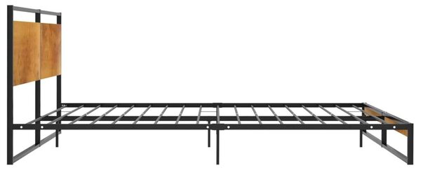 Modern Fém Ágykeret Fa Betétekkel - 200x200 cm