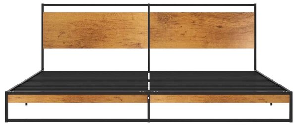 Modern Fém Ágykeret Fa Betétekkel - 200x200 cm