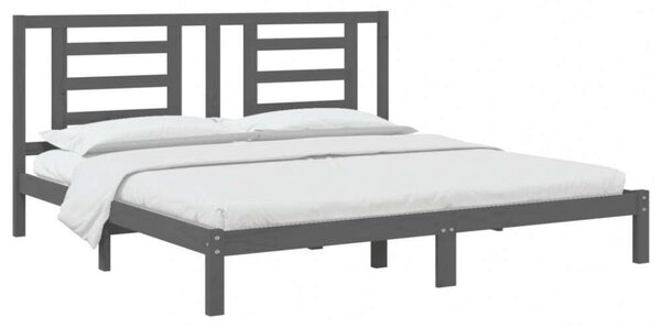 VIDAXL - Tömör Fenyőfa Ágykeret - Szürke - 200x200 cm