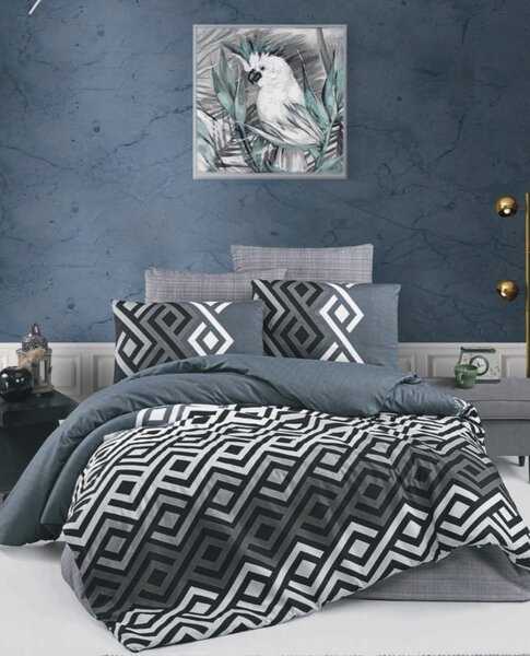 Dominánt szürke pamut ágyneműhuzat TiaHome - 1x Párna 90x70cm, 1x Paplan 140x200cm