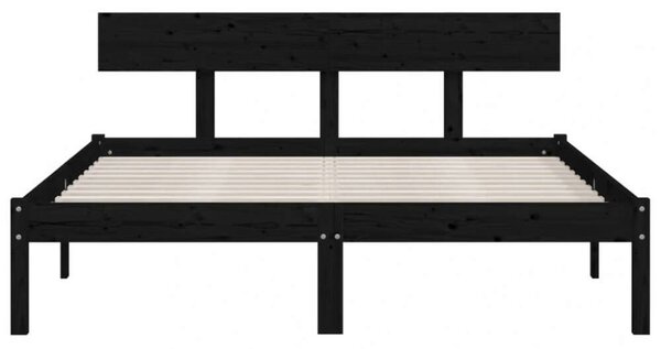 VIDAXL Fekete Tömör Fenyőfa Ágykeret - 160x200 cm