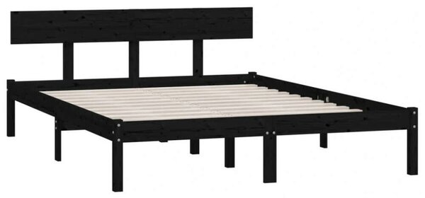 VIDAXL Fekete Tömör Fenyőfa Ágykeret - 160x200 cm