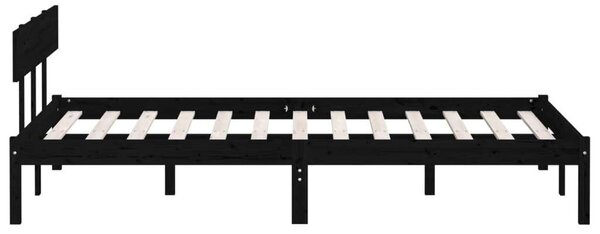 VIDAXL Fekete Tömör Fenyőfa Ágykeret - 160x200 cm