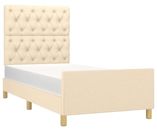 Vidaxl Krémszínű szövet ágykeret fejtámlával 80 x 200 cm