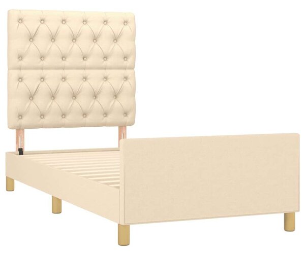 Vidaxl Krémszínű szövet ágykeret fejtámlával 80 x 200 cm