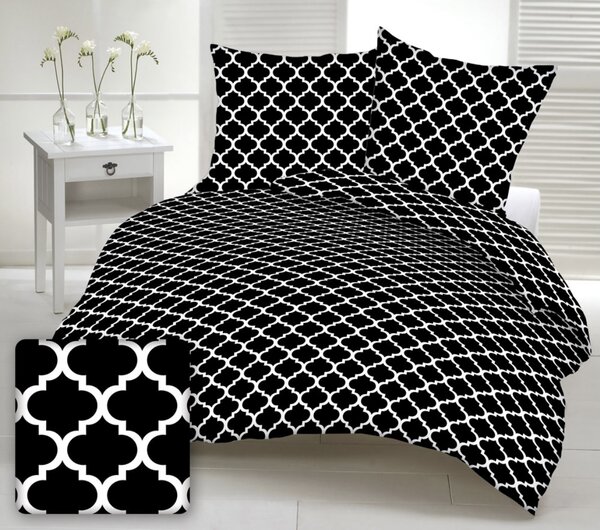 Monaco fekete pamut ágyneműhuzat TiaHome - 1x Párna 90x70cm, 1x Paplan 140x200cm