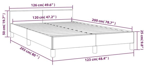 VIDAXL Krémszínű Szövet Ágykeret Fejtámlával - 120x200 cm