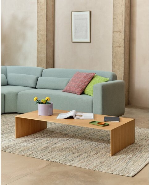 Világos natúr színű dohányzóasztal tölgyfa dekorral 70x140 cm Litto – Kave Home