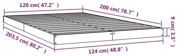 VIDAXL Fehér Tömör Fenyőfa Ágykeret - 120x200 cm