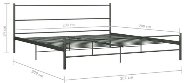 Fém Ágykeret - Franciaágy - Szürke - 200x200 cm
