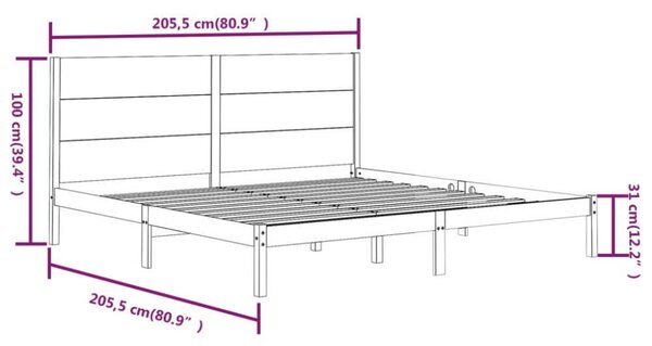 VIDAXL Fekete Tömör Fenyőfa Ágykeret - 200x200 cm