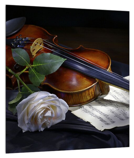 Rózsa és a hegedű képe (30x30 cm)