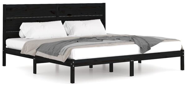 VIDAXL Fekete Tömör Fenyőfa Ágykeret - 200x200 cm