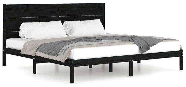 VIDAXL Fekete Tömör Fenyőfa Ágykeret - 200x200 cm