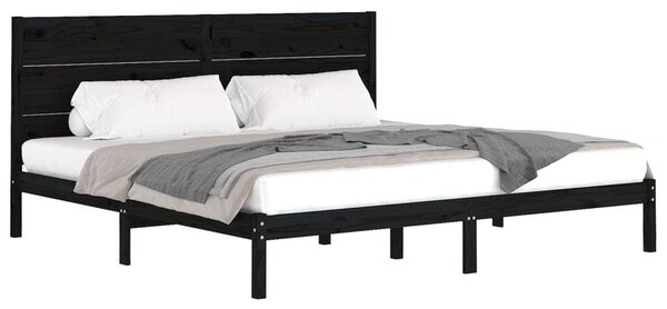 VIDAXL Fekete Tömör Fenyőfa Ágykeret - 200x200 cm