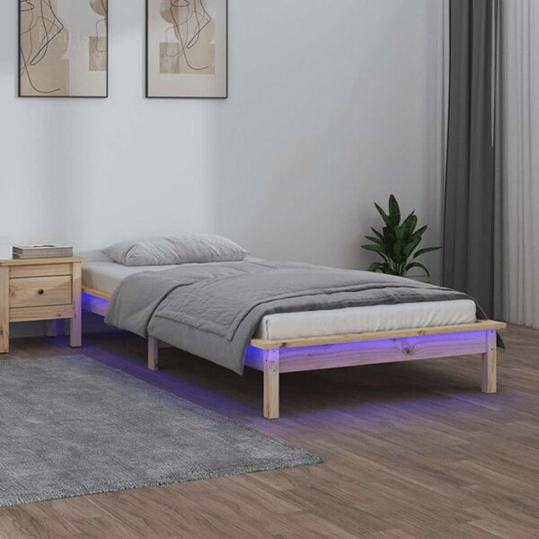 Tömör fa ágykeret led-ekkel 75 x 190 cm (2ft6 small single)