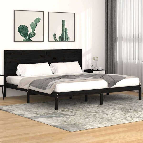 VIDAXL Fekete Tömör Fenyőfa Ágykeret - 200x200 cm